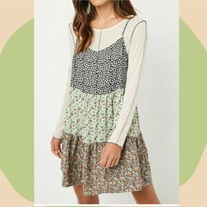 HAYDEN Heather Retro Look Floral Tiered Dress 90s Y2K Vibes Small